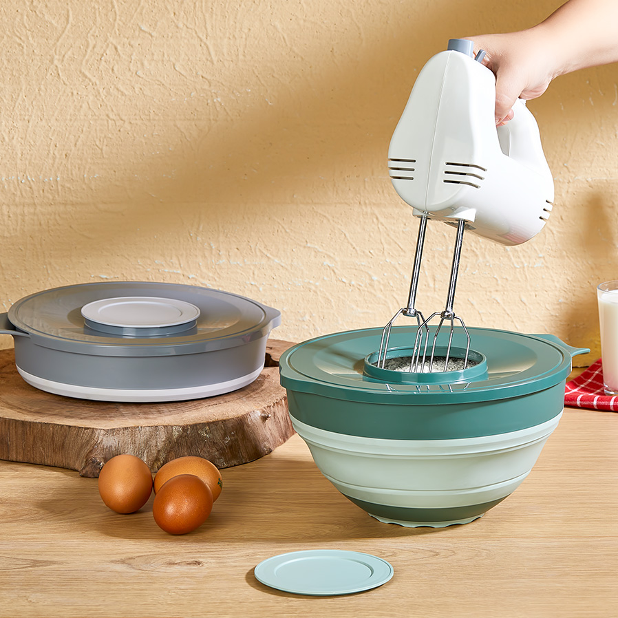 2IN1 COLLAPSIBLE MIXER BOWL W LID - GREEN