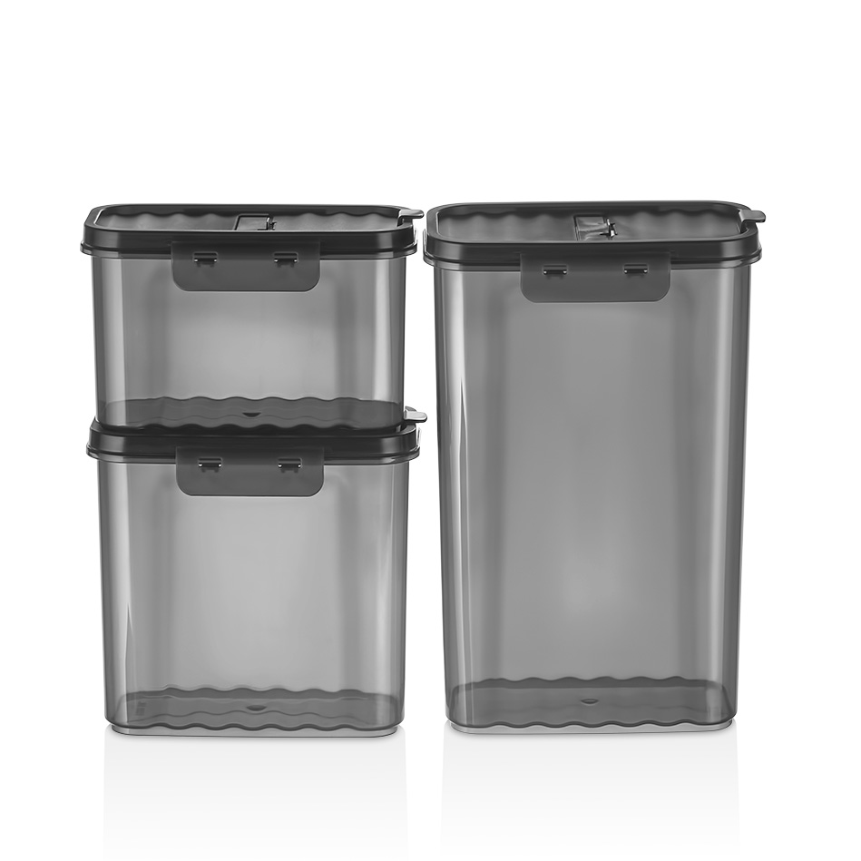 3PCS STORAGE BOX SET-BLACK(1000ML,1500ML,2500ML)