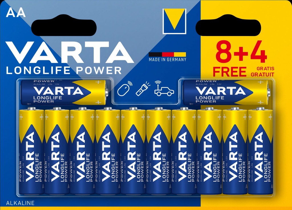 VARTA LONGLIFE POWER AA BLI12 (8+4)
