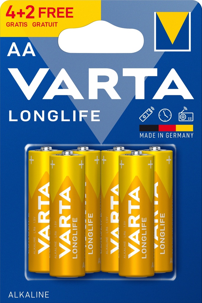 Varta Longlife AA, Bli 6 (4 +2)