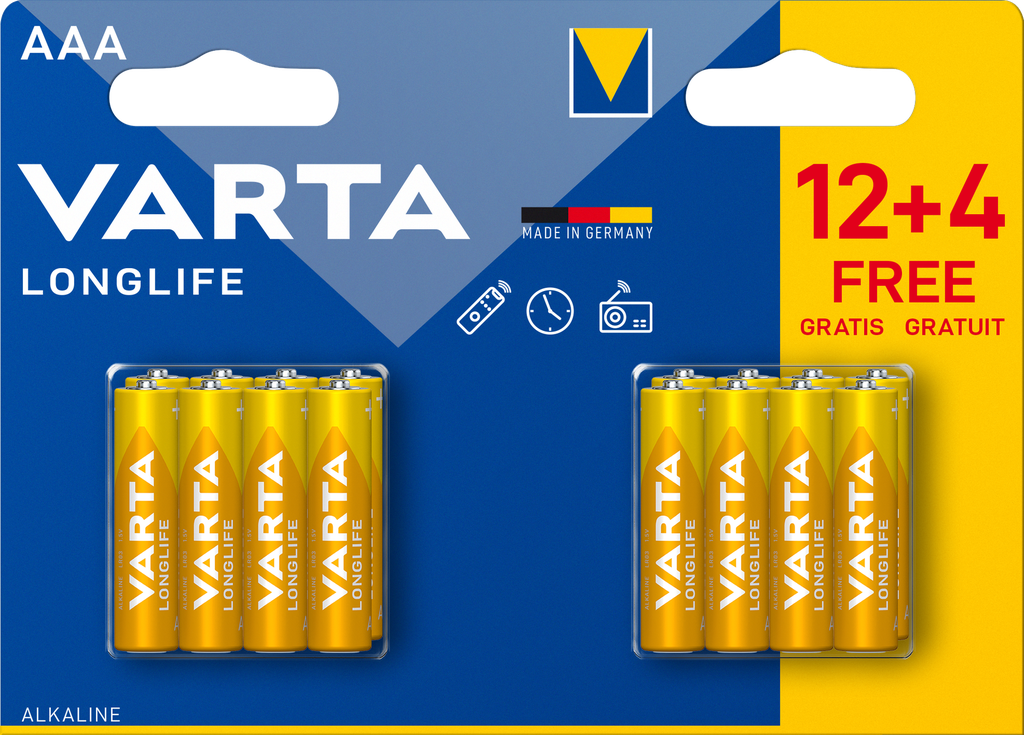 VARTA LONGLIFE  AAA 16 PCS (12+4)