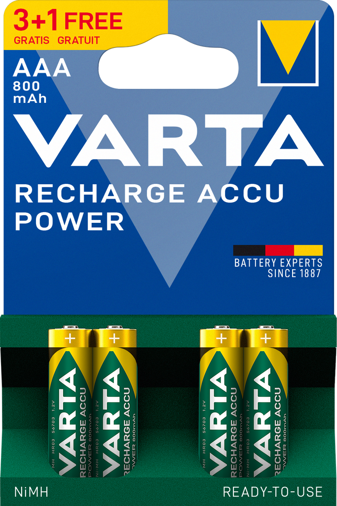 VARTA RECH.ACCU POW. AAA 800mAh 3+1  PCS