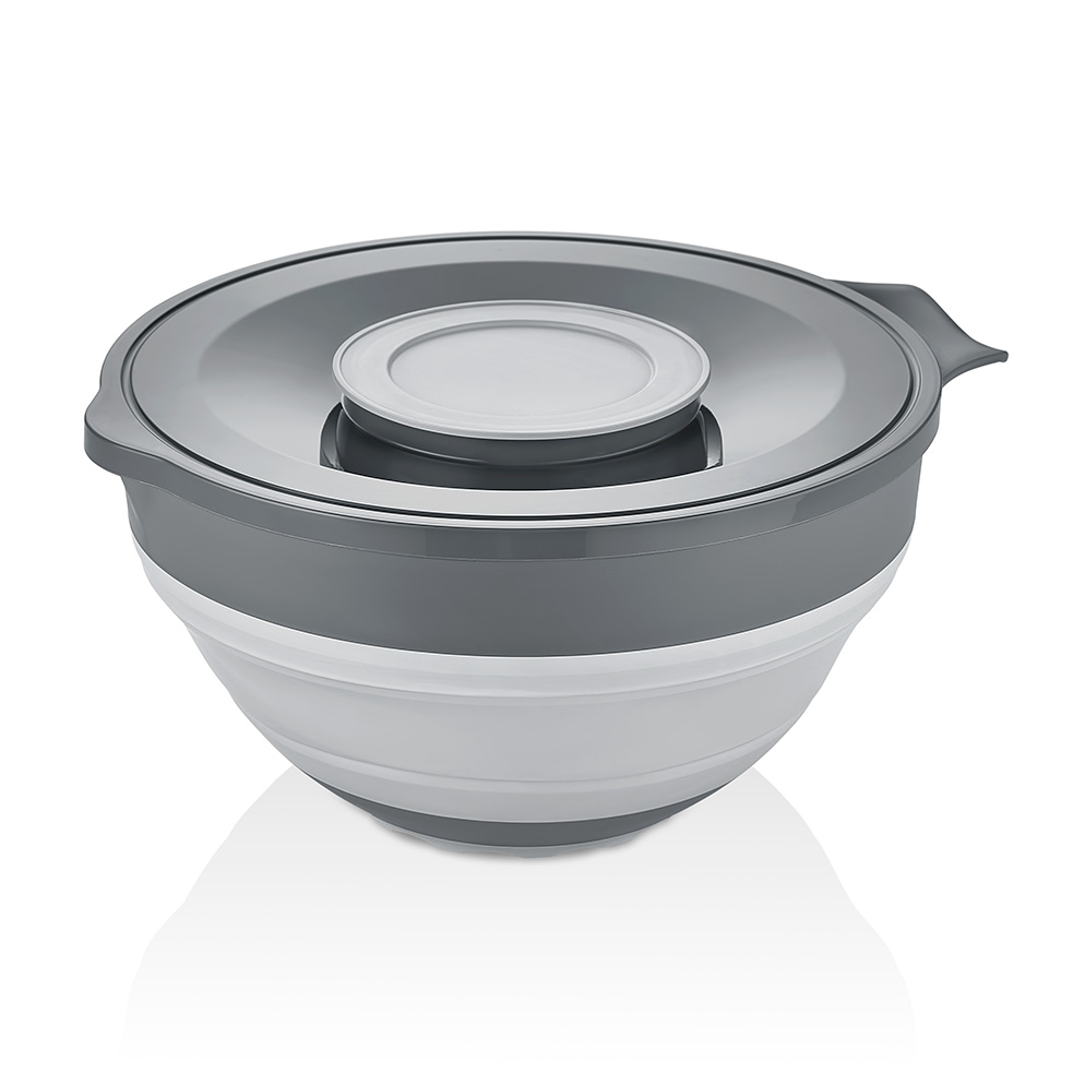 2IN1 COLLAPSIBLE MIXER BOWL W LID - GREY
