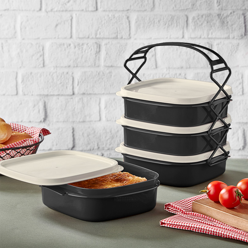 TETRA LUNCH BOXES (4 PCS)-Black