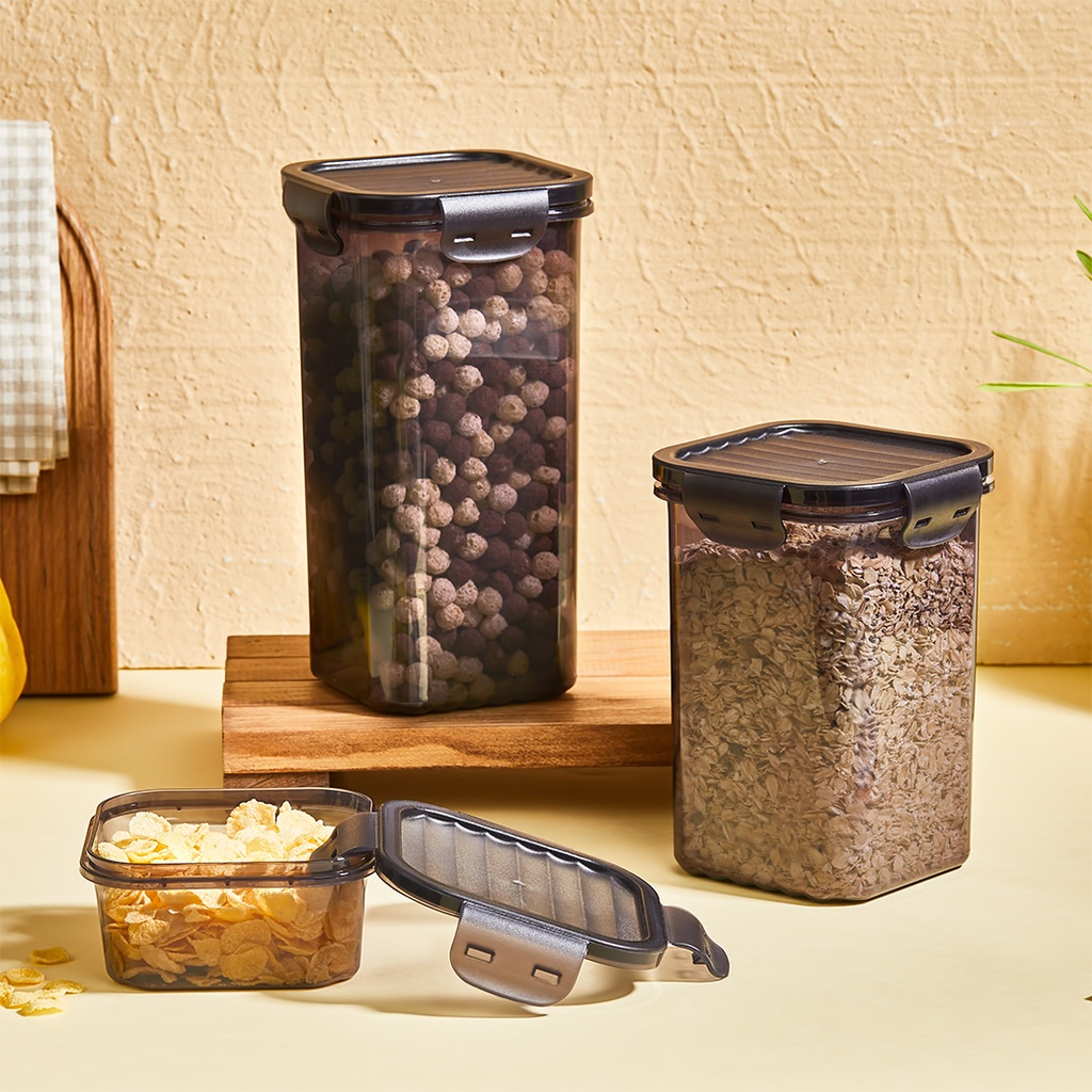 مجموعة علب تخزين من 3 قطع - أسود (1000 مل، 1500 مل، 2500 مل)