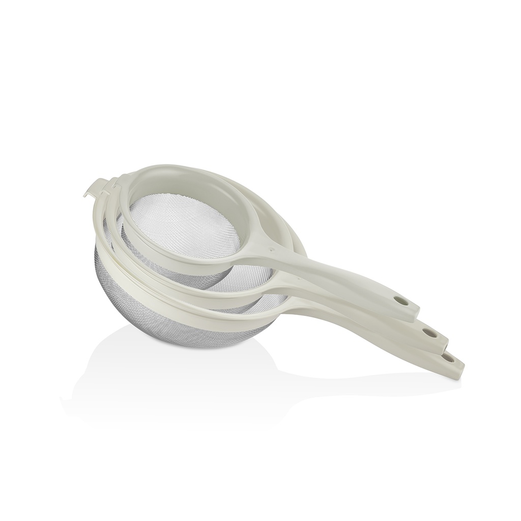 3 PCS FINE MESH STRAINER SET(600ML,1300ML,1800ML) - White