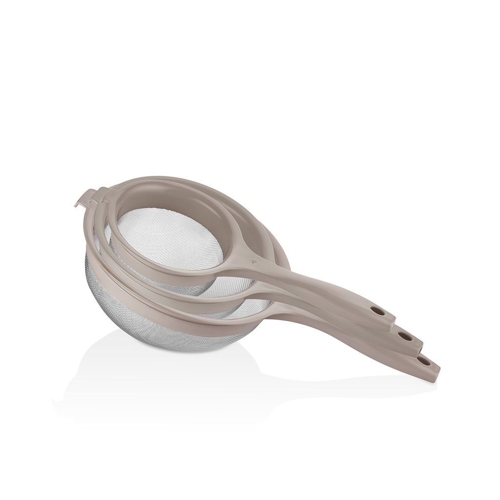 مجموعة مصافي شبكية دقيقة من 3 قطع (600 مل، 1300 مل، 1800 مل) - بيج غامق