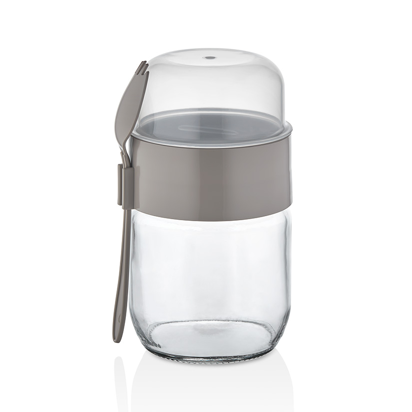 TASTIFY TO GO CONTAINER 425 ML + 200ML GLASS - Biege