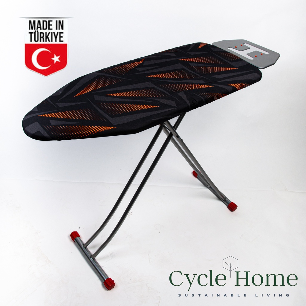 Cycle Home Ironing Board -Metal Color Silver -Black/Orange - 38x95cm