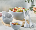 7PCS SALAD SET-GREY(4X400ML,1X3000ML,1 FORK,1 SPOON)